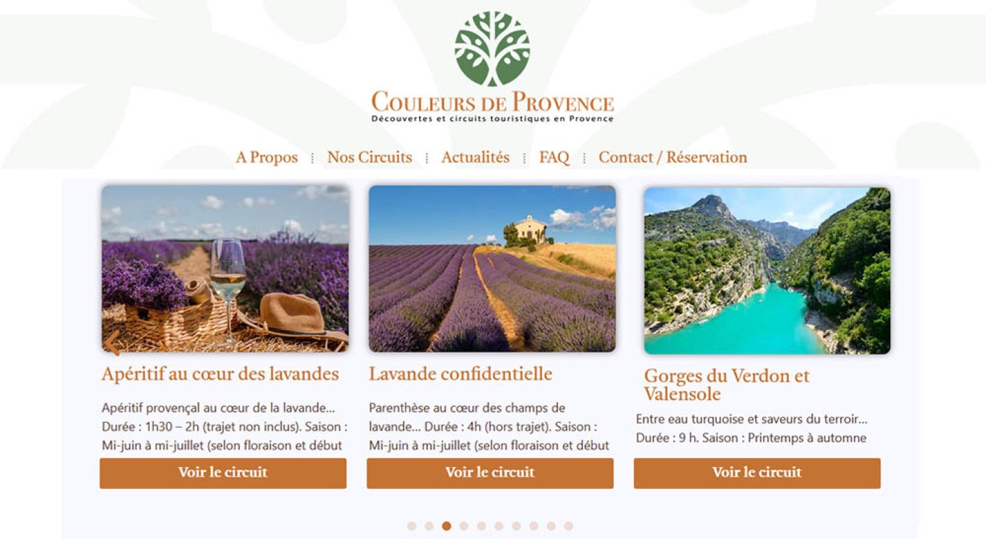 Site internet de l'agence réceptive Couleurs de Provence Site internet de l'agence réceptive Couleurs de Provence