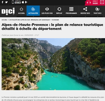 dici-tv relance tourisme du 15 mai 2020