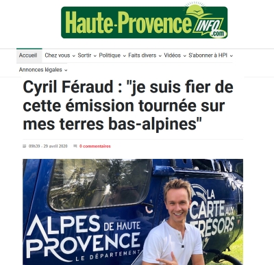 "La Carte aux Trésors"  Haute Provence Info - 29 avril 2020