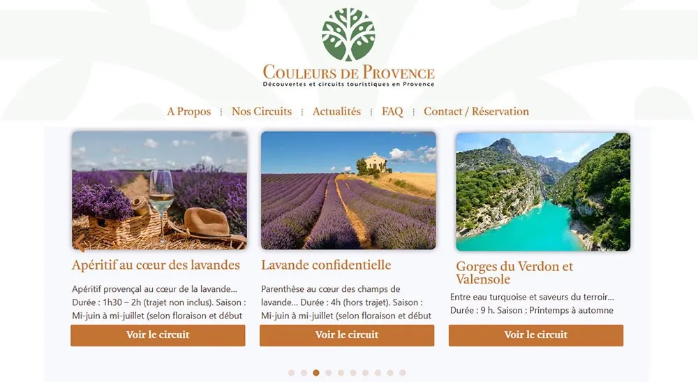 Site internet de l'agence réceptive Couleurs de Provence Site internet de l'agence réceptive Couleurs de Provence