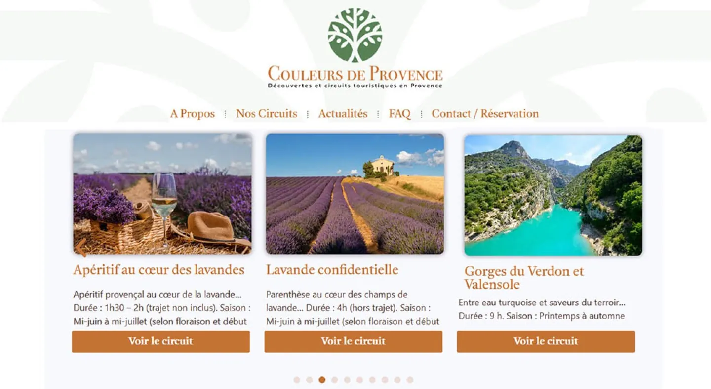 Site internet de l'agence réceptive Couleurs de Provence Site internet de l'agence réceptive Couleurs de Provence